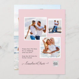 Modern PHOTO-bröllopsinbjudan QR CODE-OSA BlushPIN Inbjudningar