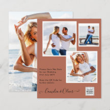 Modern PHOTO-bröllopsinbjudan QR CODE OSA Cinnamon