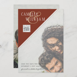 Modern PHOTO-bröllopsinbjudan QR CODE OSA Cinnamon Inbjudningar