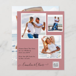 Modern PHOTO-bröllopsinbjudan QR CODE OSA DustyROS