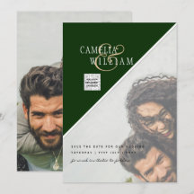 Modern PHOTO-bröllopsinbjudan QR CODE Osa Grönt