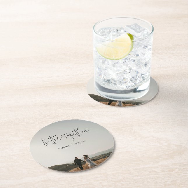 Modern Photo Chic Wedding Underlägg Papper Rund (Insitu)