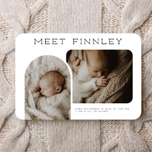 Modern Photo Collage Arch Shape Birth-meddelande