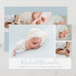 Modern Photo Collage Baby Birth Notice