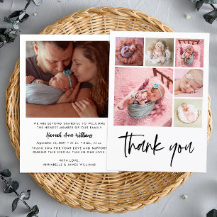Modern Photo Collage Baby Birth Tack Meddelande