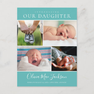 Modern Photo Collage Baby-meddelande Vykort