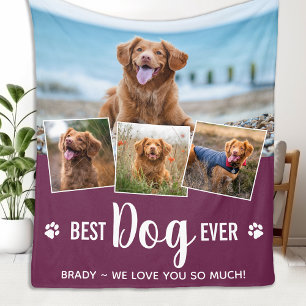 Modern Photo Collage Bästa HUND någonsin Pet Bilde Fleecefilt