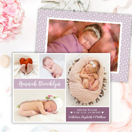 Modern Photo Collage Birth-annons Card Meddelande