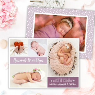 Modern Photo Collage Birth-annons Card Meddelande