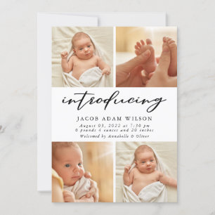 Modern Photo Collage Birth Meddelande