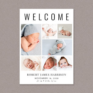 Modern Photo Collage Birth Meddelande