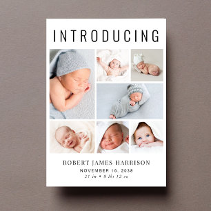Modern Photo Collage Birth Meddelande