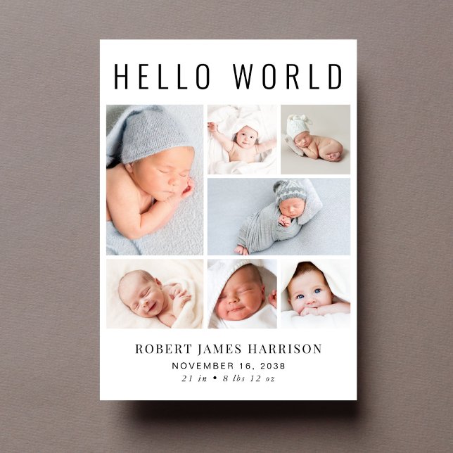 Modern Photo Collage Birth Meddelande (Announce the arrival of your precious baby in a way that is as beautiful and unique as they are)