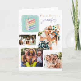 Modern Photo Collage Birthday Card - från vänner Kort