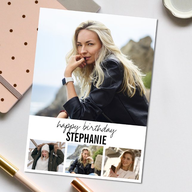 Modern Photo | Collage Birthday Hälsning Kort (Personalize the collage birthday greeting card to create a special keepsake for your loved one!)