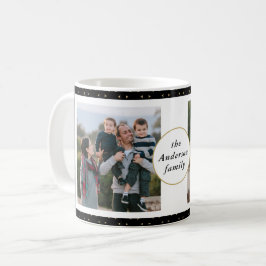 Modern Photo Collage Black and Guld-familj Kaffemugg