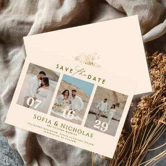 Modern Photo Collage Boho Wedding Spara Datumet