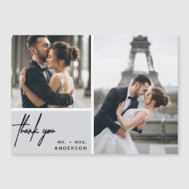 Modern Photo Collage Bröllop Grått Tack