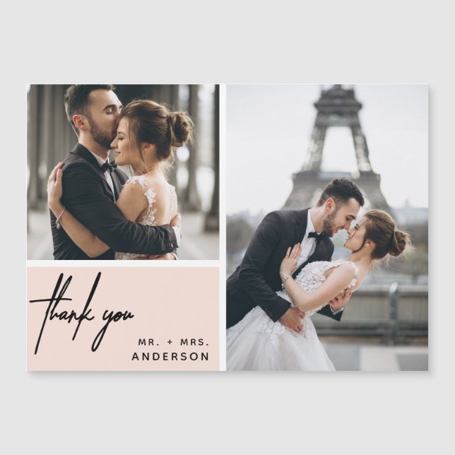 Modern Photo Collage Bröllop  Rosa Tack (Framsida)