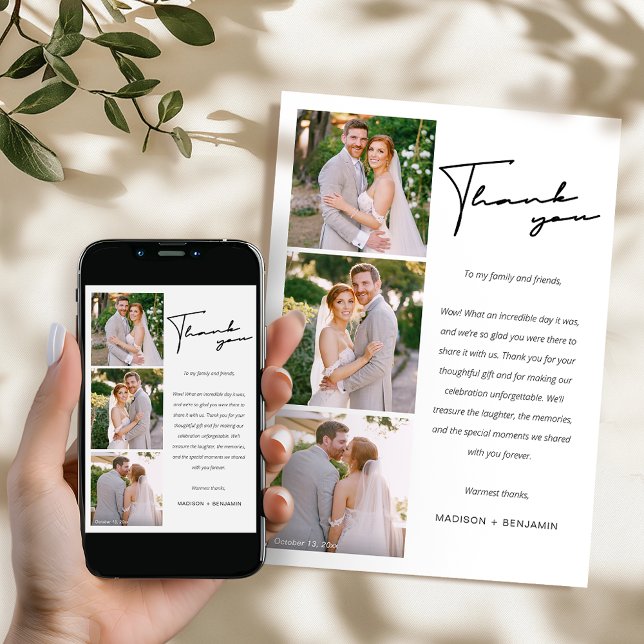 Modern Photo Collage Bröllop - tackkort Tack Kort (Skapare uppladdad)