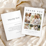 Modern Photo Collage Bröllop - tackkort Tack Kort<br><div class="desc">Hämta magin i din speciella dag med det moderna fotokollage-Bröllop-tackkortet, med en elegant layout för fyra omhuldade foton. Dess svarta och vita elegant med ren, minimal typografi belyser på ett beundransvärt sätt ditt hjärtliga budskap från bruden och brudgummen. Det här kortet är enkelt att anpassa, det är perfekten att säga...</div>