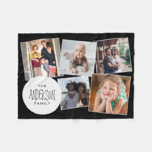 Modern Photo Collage Chic Family Friends Keepsaké Fleecefilt