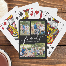 Modern Photo Collage Family Script Keepsake Casinokort