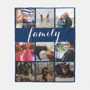 Modern Photo Collage Family Typography Fleecefilt