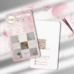 Modern Photo Collage Glitter Ro Guld Rosa Visitkort