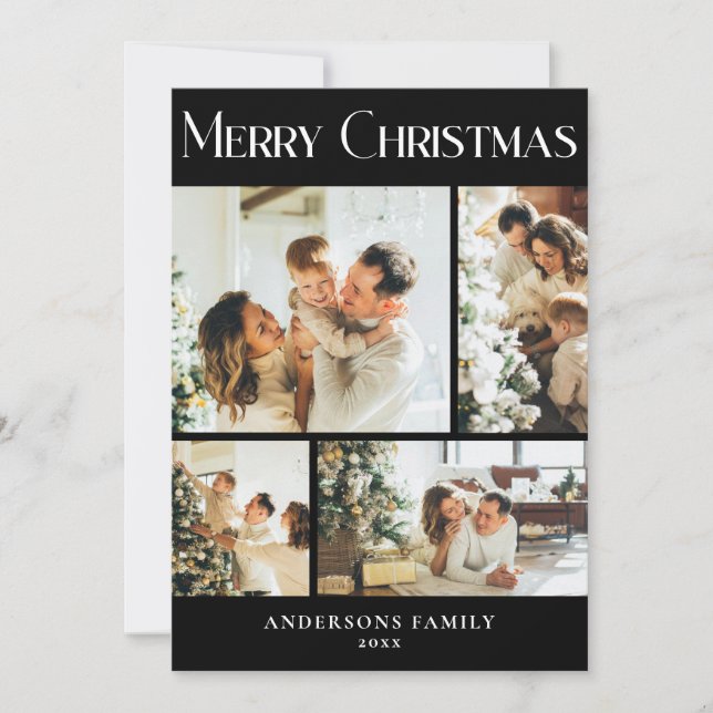 Modern Photo Collage God jul Helgdag Card Julkort (Framsida)