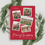Modern Photo Collage God jul Julkort<br><div class="desc">Ett 5-fotokollage med ett modernt julkort med handskript och minimal typ. Klicka på knappen Redigera om du vill anpassa designen.</div>