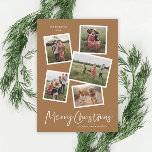 Modern Photo Collage God jul Julkort<br><div class="desc">Ett 5-fotokollage med ett modernt julkort med handskript och minimal typ. Klicka på knappen Redigera om du vill anpassa designen.</div>