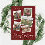 Modern Photo Collage God jul Julkort<br><div class="desc">Ett 5-fotokollage med ett modernt julkort med handskript och minimal typ. Klicka på knappen Redigera om du vill anpassa designen.</div>