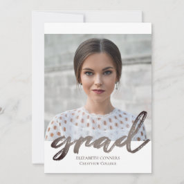 Modern Photo Collage Grad Silver Script Studenten Inbjudningar