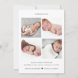 Modern Photo Collage Grid Birth Meddelande