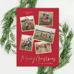 Modern Photo Collage Guld God jul Julkort<br><div class="desc">Ett 5-fotokollage med ett modernt julkort med handskript och minimal typ. Klicka på knappen Redigera om du vill anpassa designen.</div>