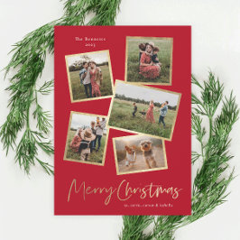 Modern Photo Collage Guld God jul Julkort