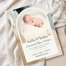 Modern Photo Collage Hej Baby Birth Meddelande