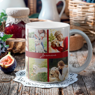 Modern Photo Collage Hund Burgundy Kaffemugg