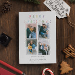 Modern | Photo Collage jul-Helgdag Card Julkort<br><div class="desc">Önska dina vänner och din familj ett god jul med dessa söta,  förenklade julklappar-fotokort,  med ett färgstarkt GOD JUL i roligten,  med 4 av dina favoritfoton och ett meddelande från din familj till deras.</div>