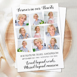 Modern Photo Collage Memorial Keepsaké Funeral Tack Kort