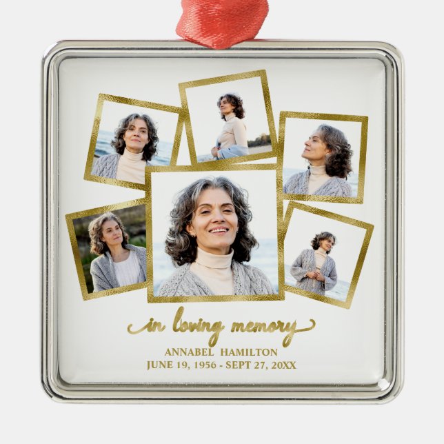 Modern Photo Collage Memorial Metall Ornament (Framsidan)