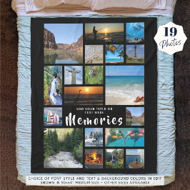 Modern Photo Collage MEMORIES Black Fleecefilt
