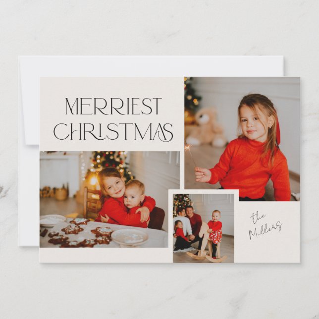 Modern Photo Collage Merriest Christmas Collage Julkort (Framsida)