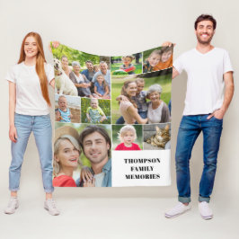 Modern Photo Collage Namn Fleece Blanket