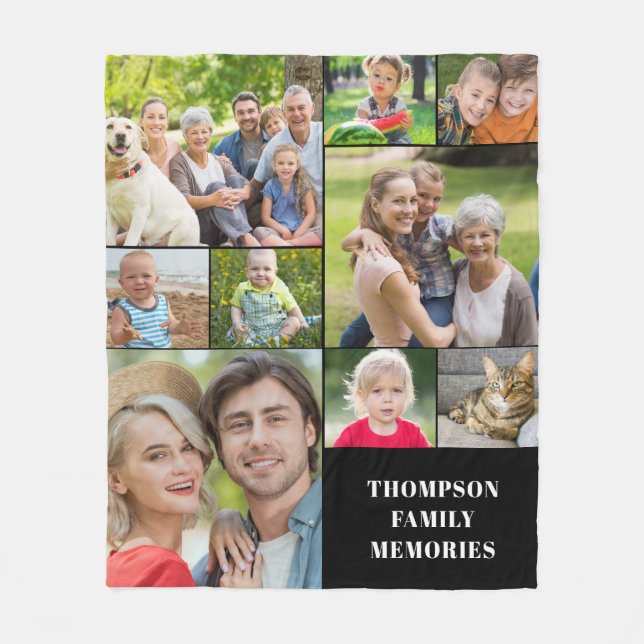 Modern Photo Collage Namn Fleece Blanket (Framsidan)