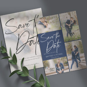 Modern Photo Collage Navy Blue Spara Datumet