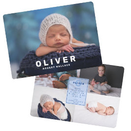 Modern Photo Collage Newborn Pojke Birth Meddelande