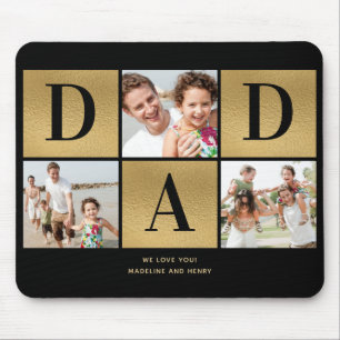 Modern Photo Collage Pappa Black Guld-musmatta Musmatta