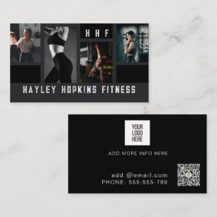 Modern Photo Collage Personal Trainer Fitness Visitkort